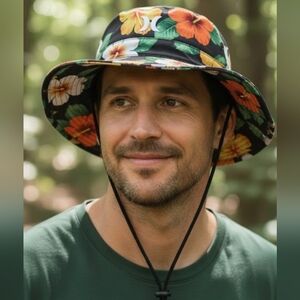 NEW! HURLEY HAWAIIAN FLORAL BOONIE BUCKET HAT SIZE S-M